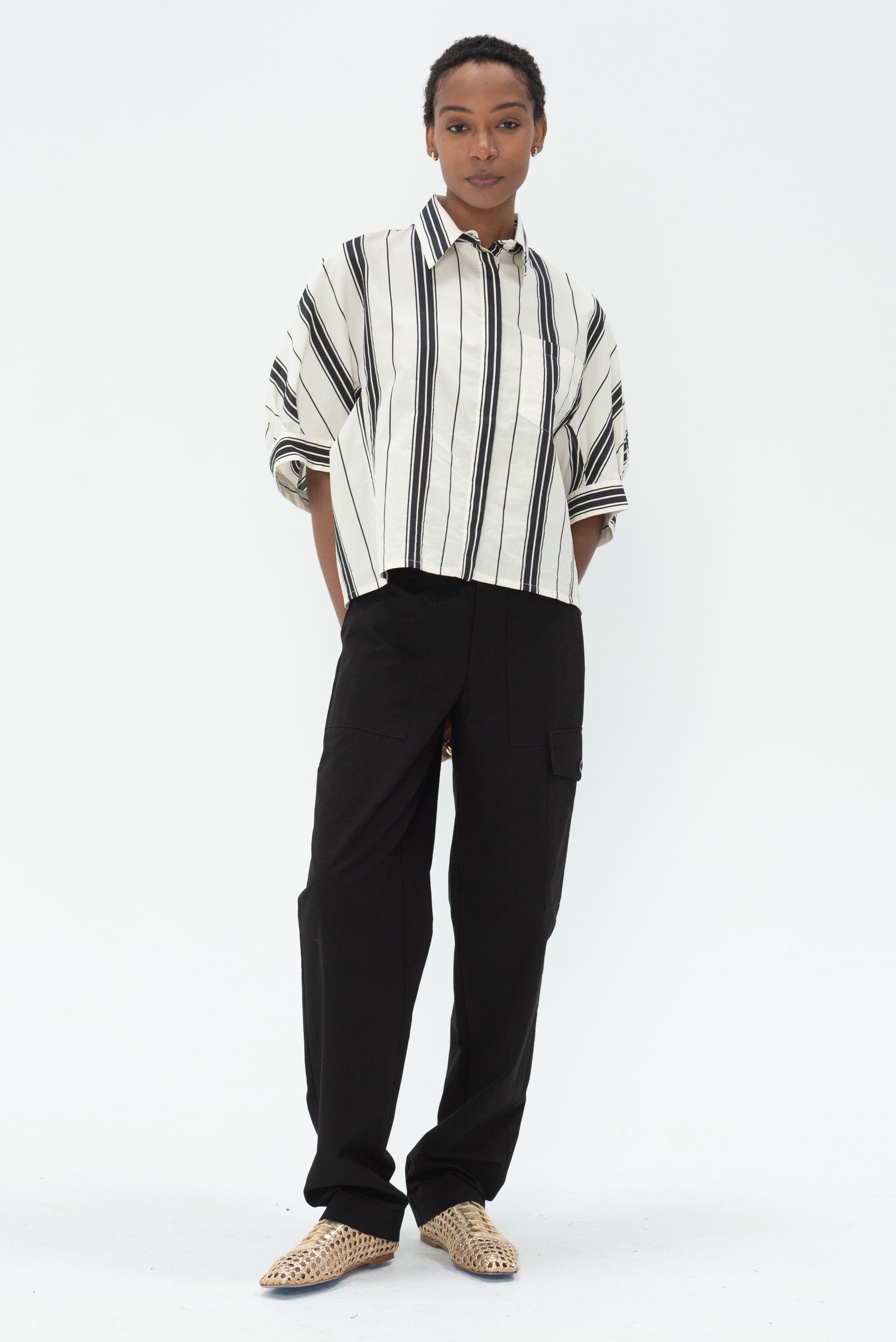 Proenza Schouler White Label - Octavia Pant in Solid Cotton Linen, Black