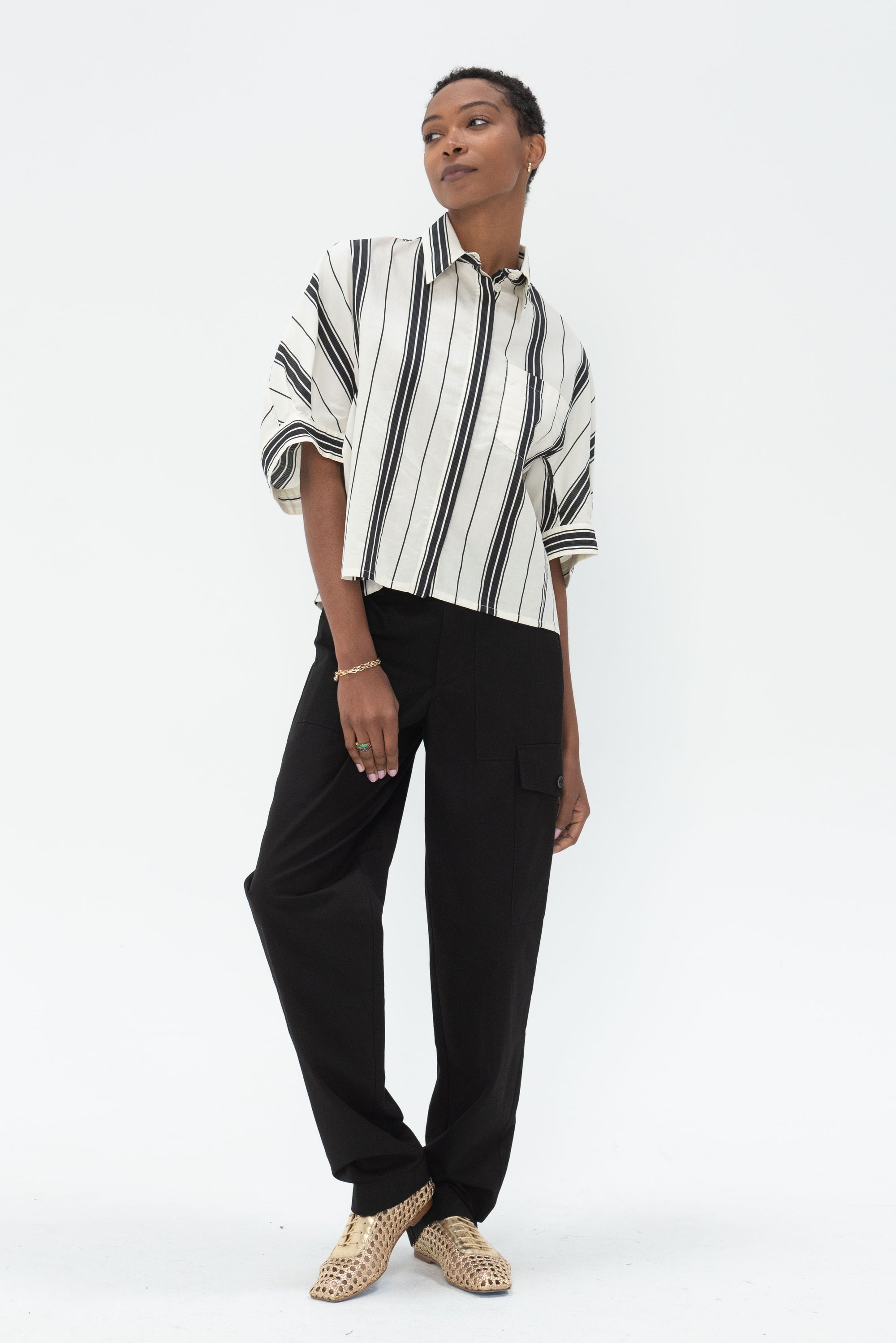 Proenza Schouler White Label - Octavia Pant in Solid Cotton Linen, Black