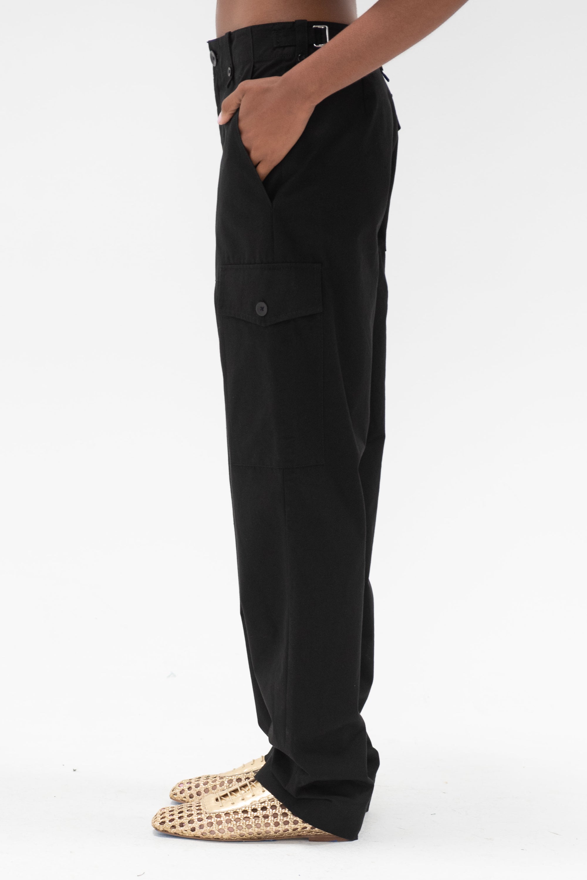 Proenza Schouler White Label - Octavia Pant in Solid Cotton Linen, Black