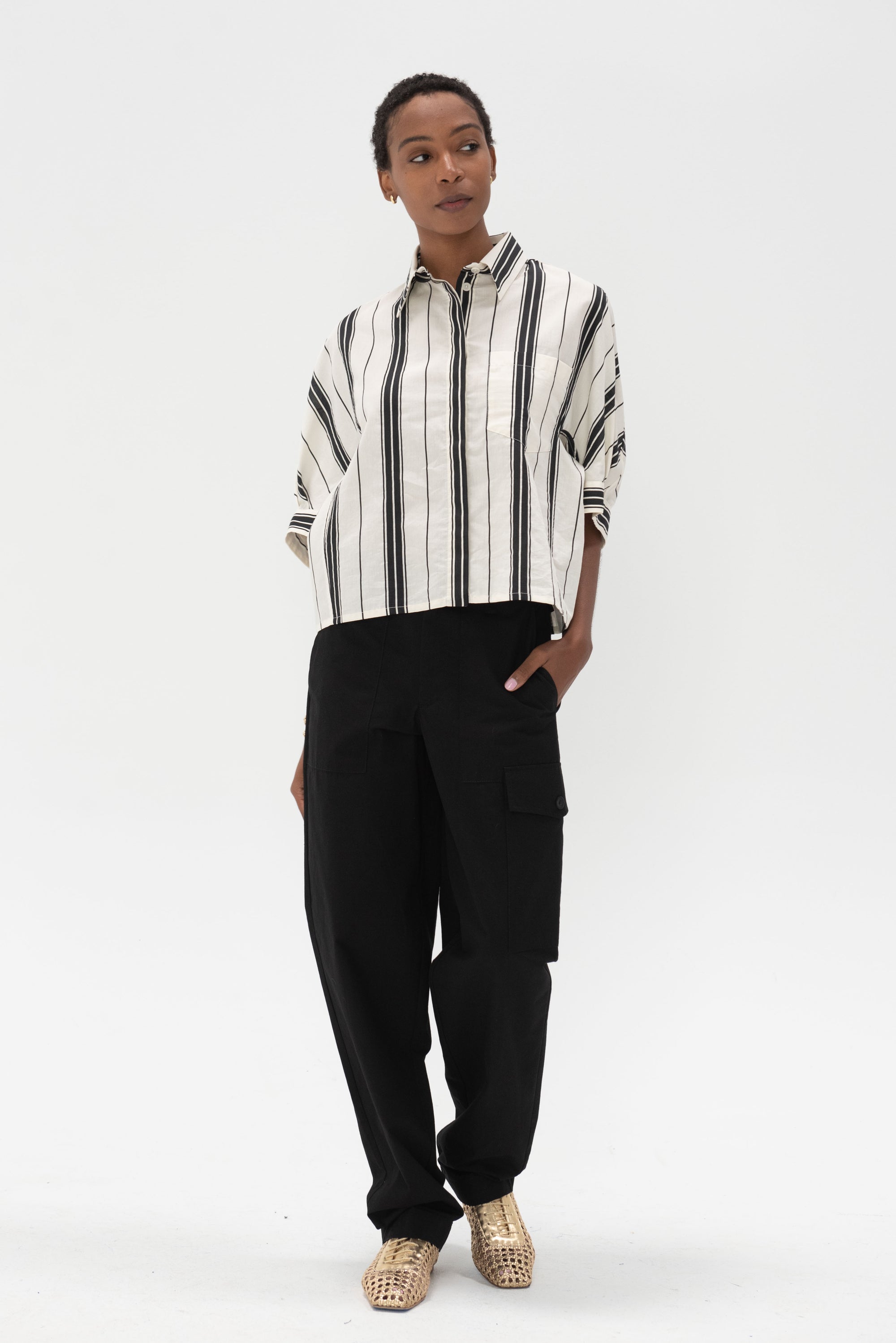 Proenza Schouler White Label - Octavia Pant in Solid Cotton Linen, Black