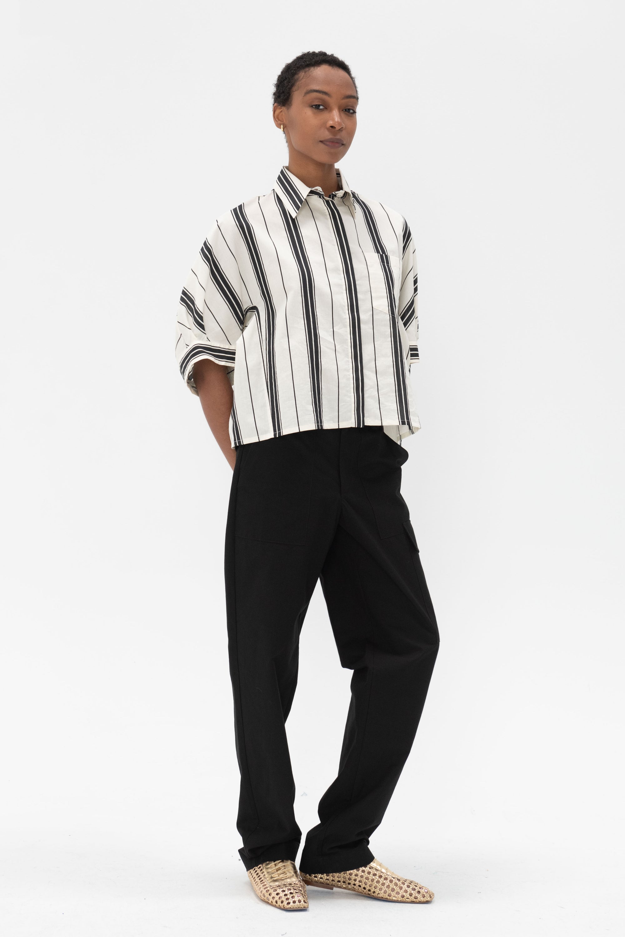 Proenza Schouler White Label - Octavia Pant in Solid Cotton Linen, Black