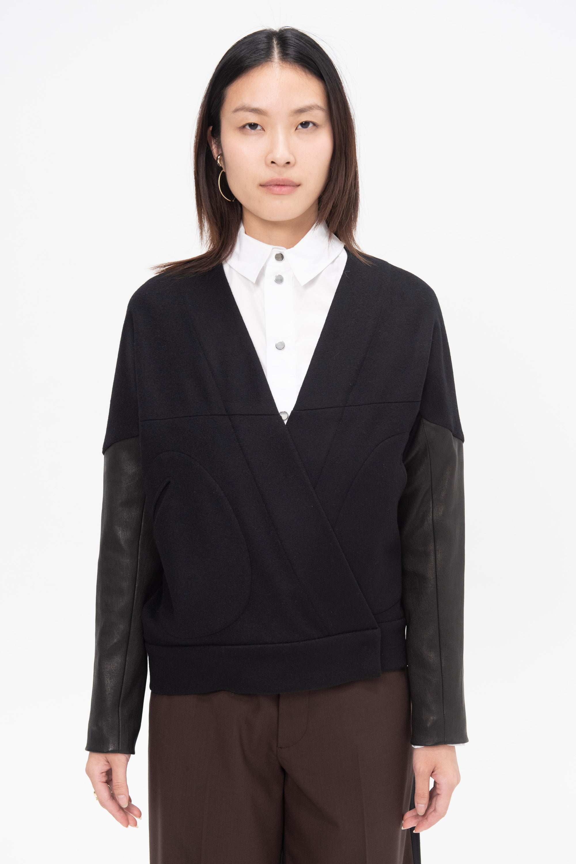 ZERO + MARIA CORNEJO - Long-Sleeved Hex Shrug, Black