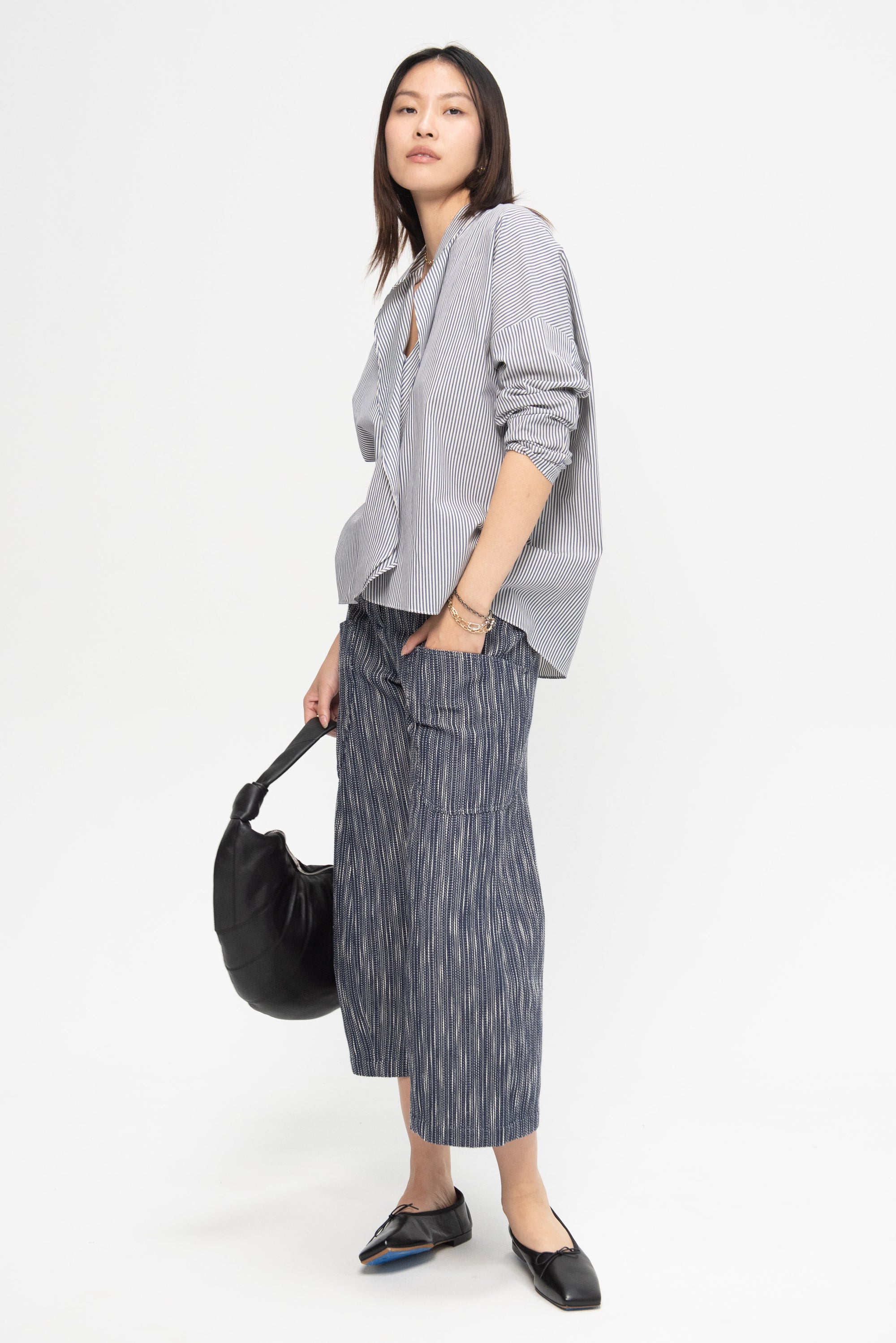 ZERO + MARIA CORNEJO - Long-Sleeved Fin Gaban Shirt, Indigo &amp; Chalk