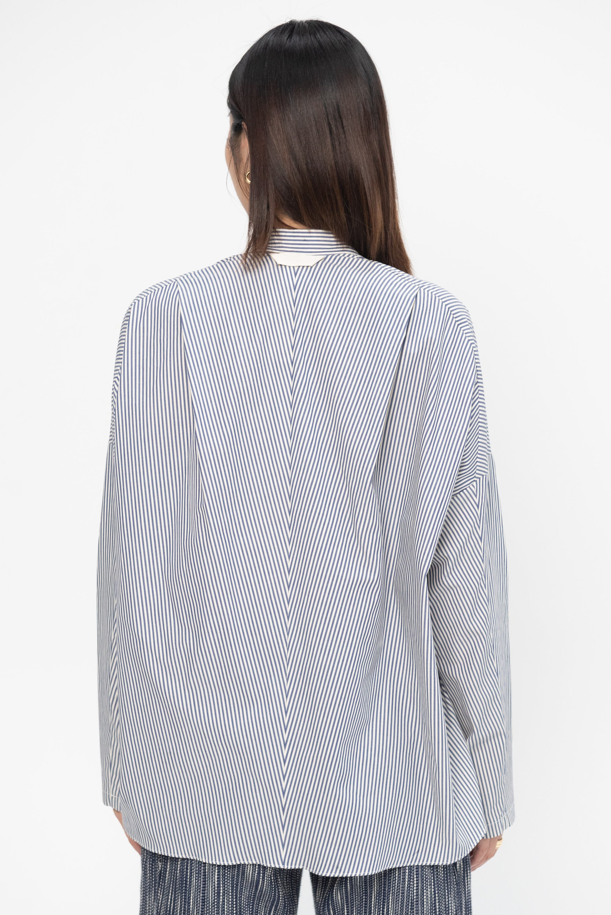 ZERO + MARIA CORNEJO - Long-Sleeved Fin Gaban Shirt, Indigo &amp; Chalk