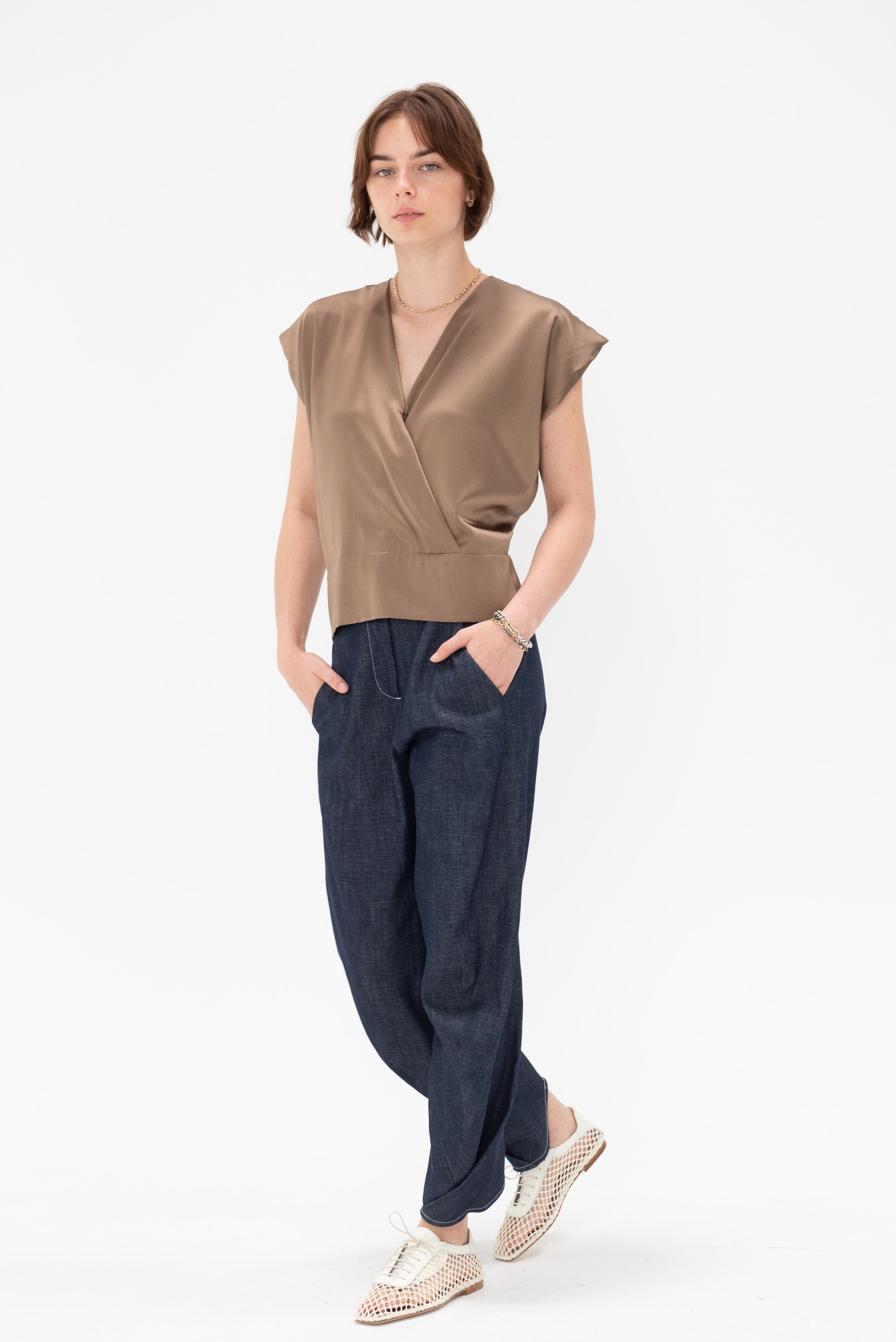 Zero + Maria Cornejo - Wrap Mido Top, Olive