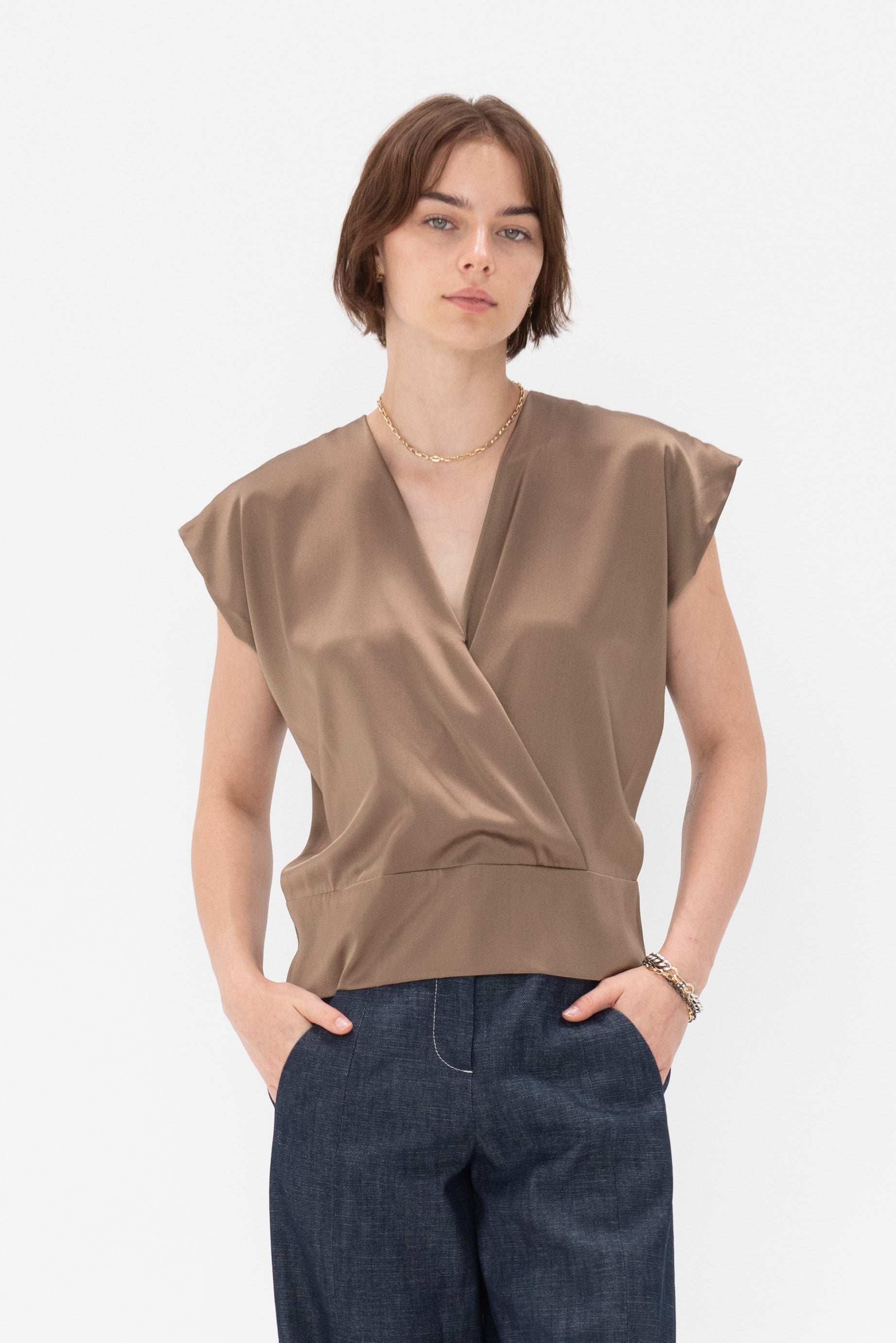 Zero + Maria Cornejo - Wrap Mido Top, Olive