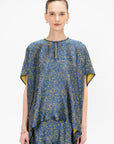 Rae Poncho Top, Blue & Yellow