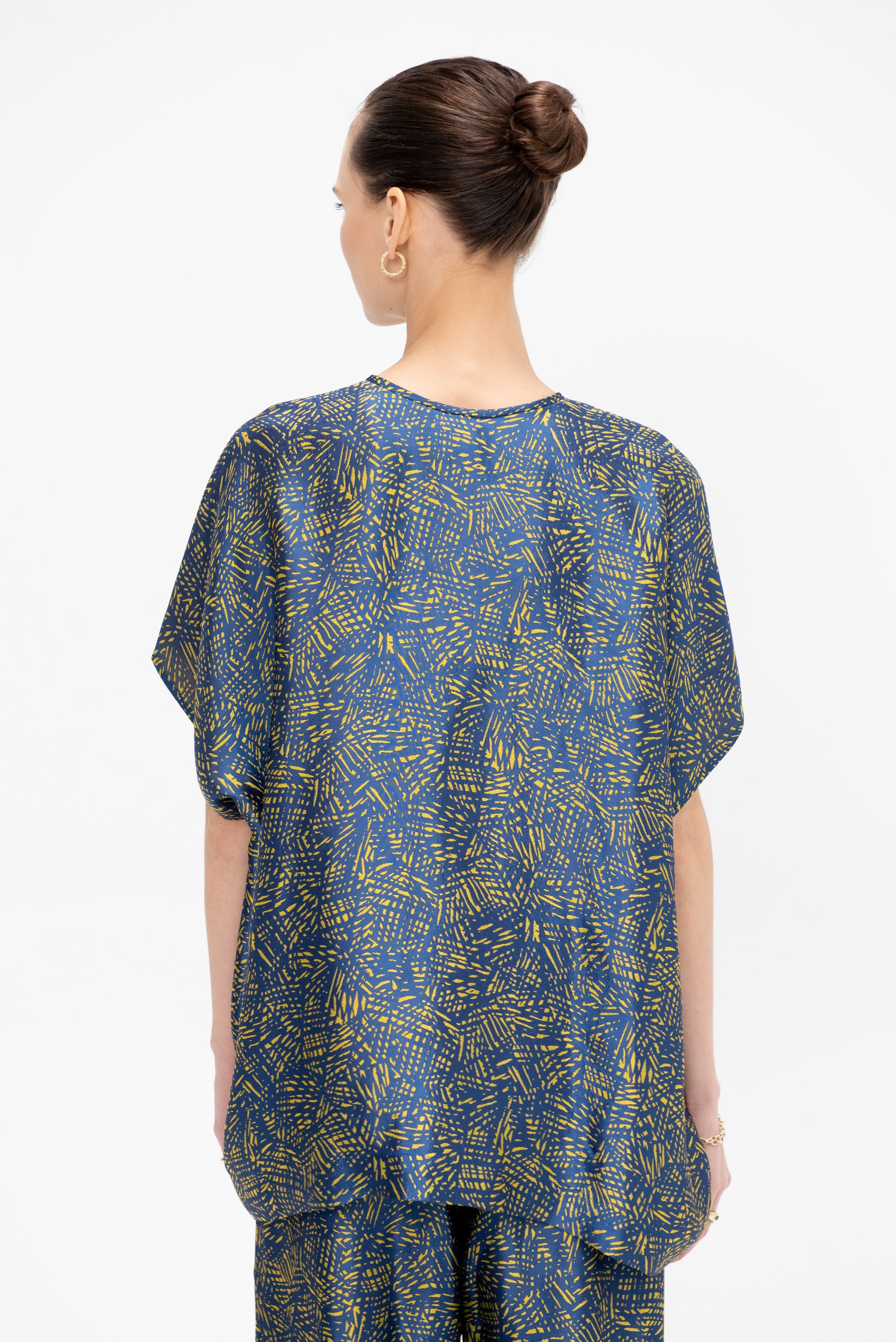 Rae Poncho Top, Blue &amp; Yellow