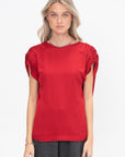 Ruched Muscle Top, Rouge