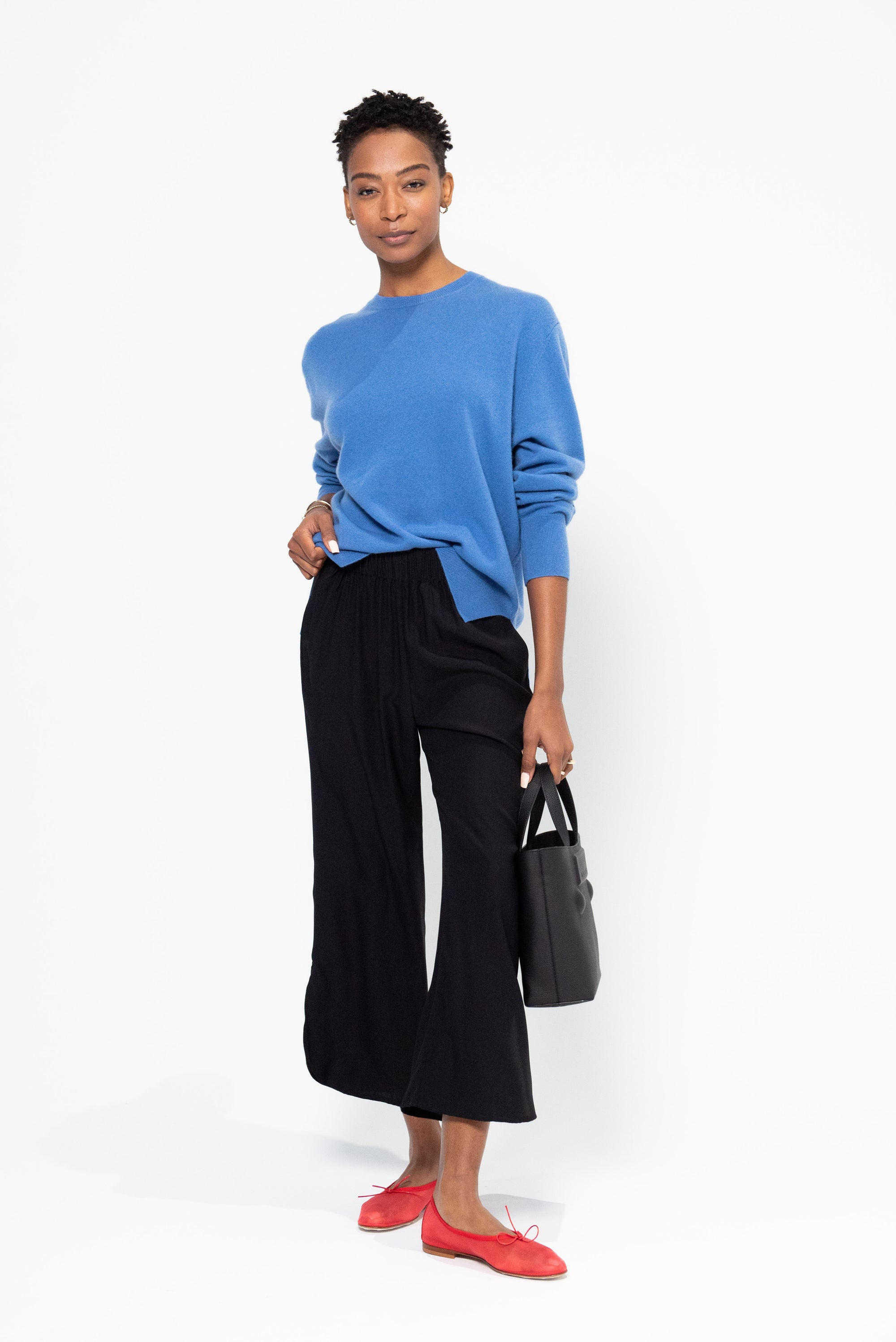 Ruched Front Pant, Black