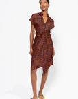 Ruched Stella Dress, Ink Jet & Orange