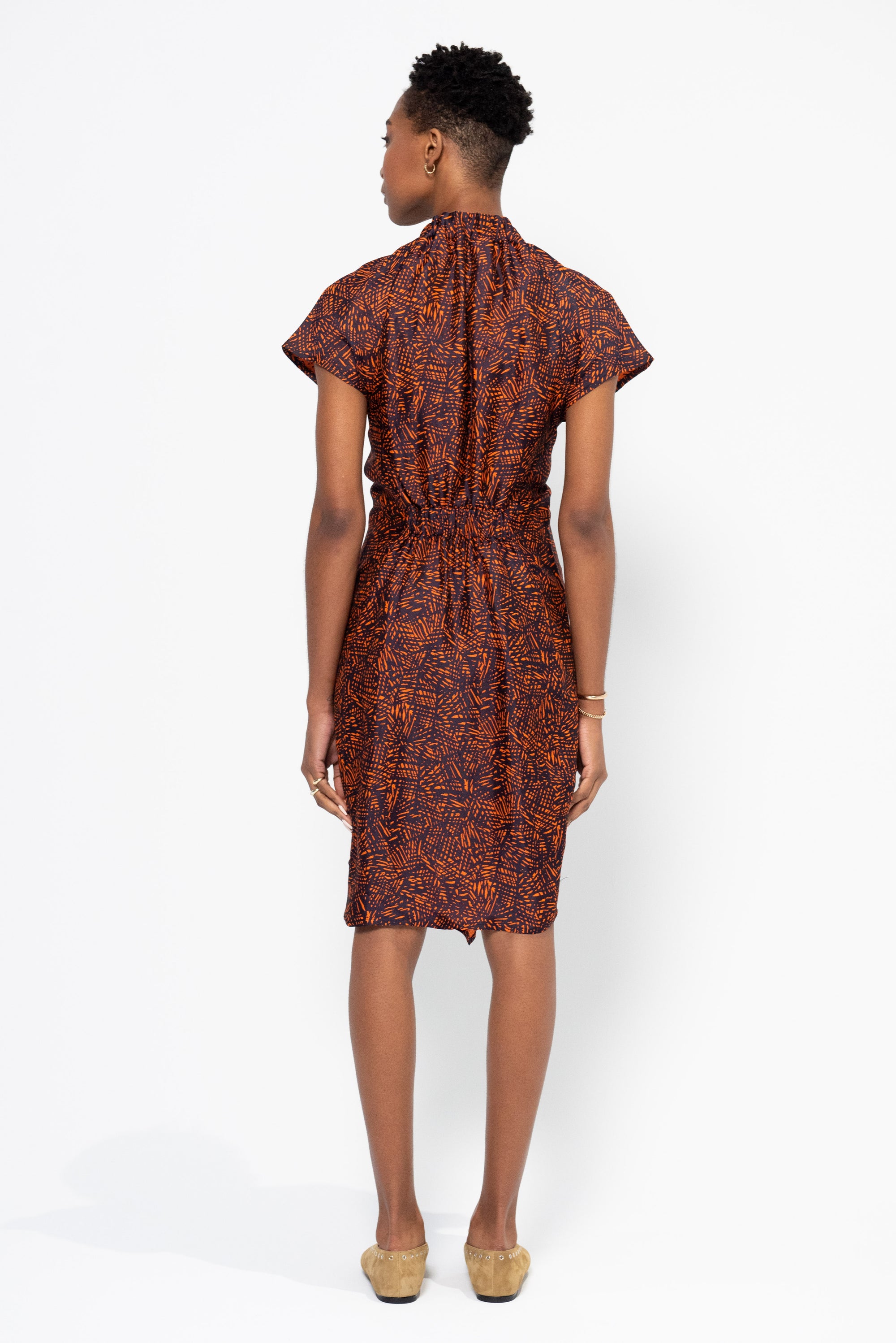 Ruched Stella Dress, Ink Jet &amp; Orange