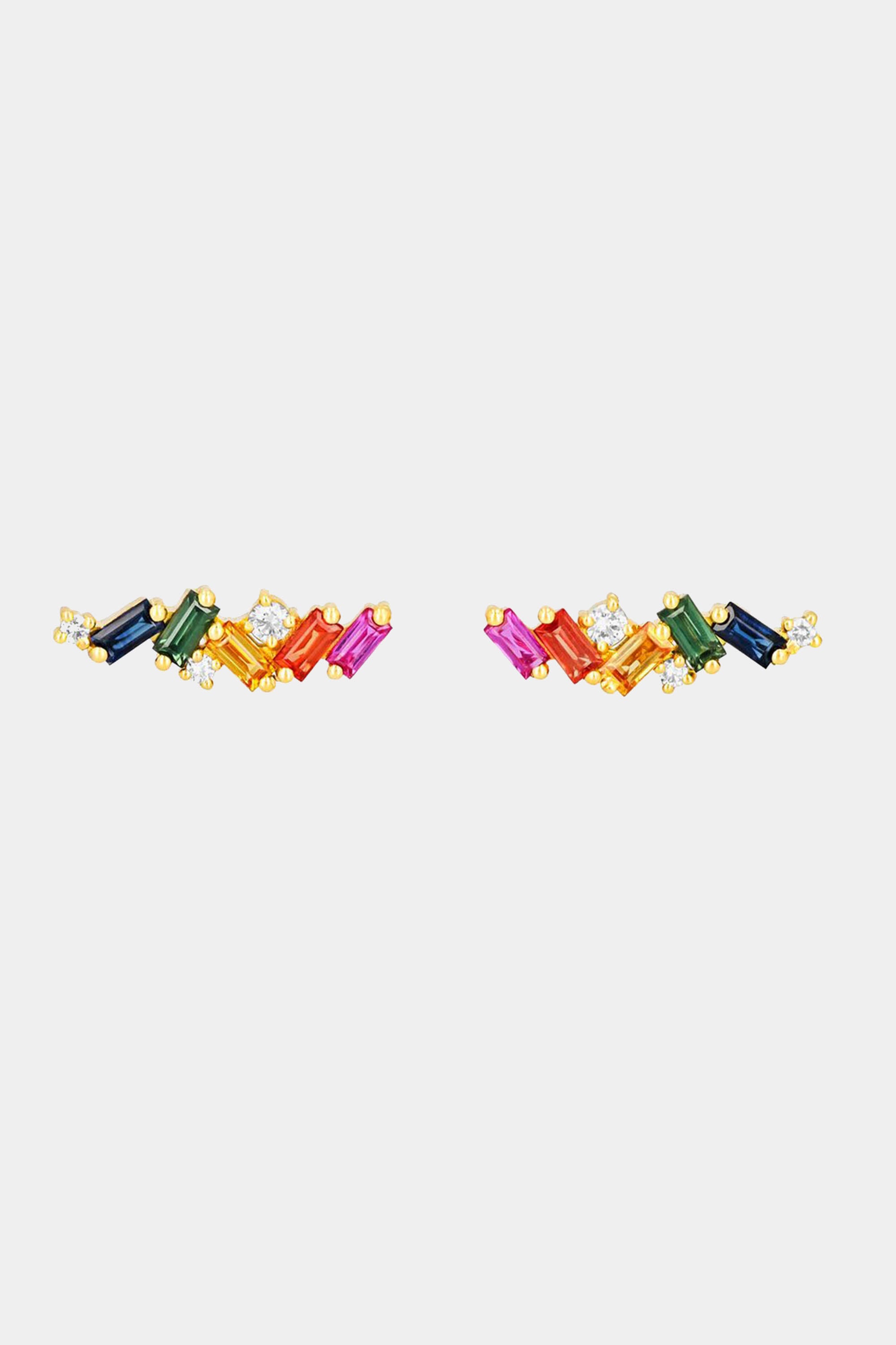 SUZANNE KALAN - RAINBOW SAPPHIRE ZIGZAG STUD EARRING, 18k gold