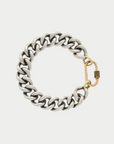 Mega Curb Bracelet, Silver & Yellow Gold