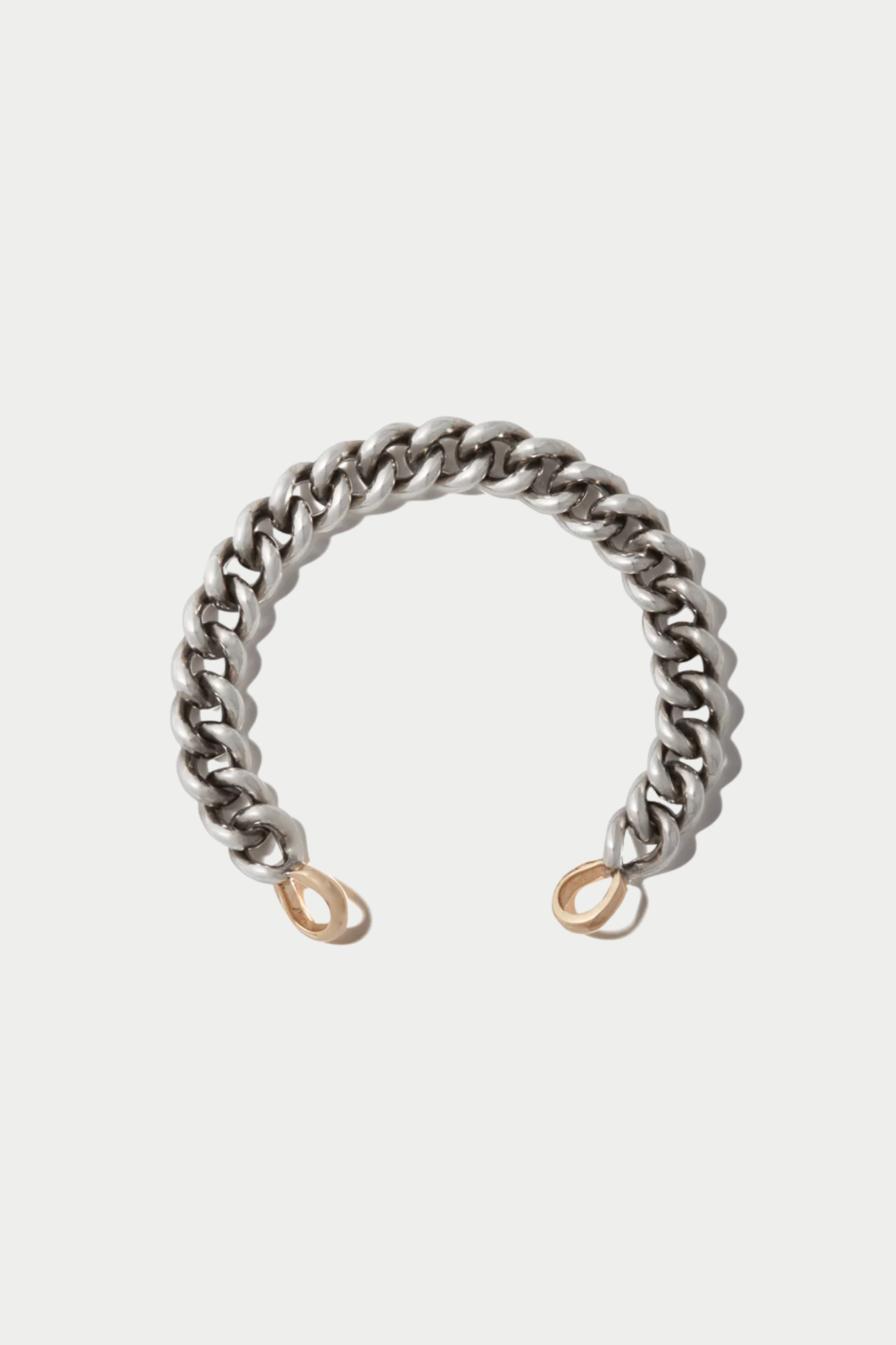 MiniMega Curb Chain Bracelet, Silver &amp; Yellow Gold Loops