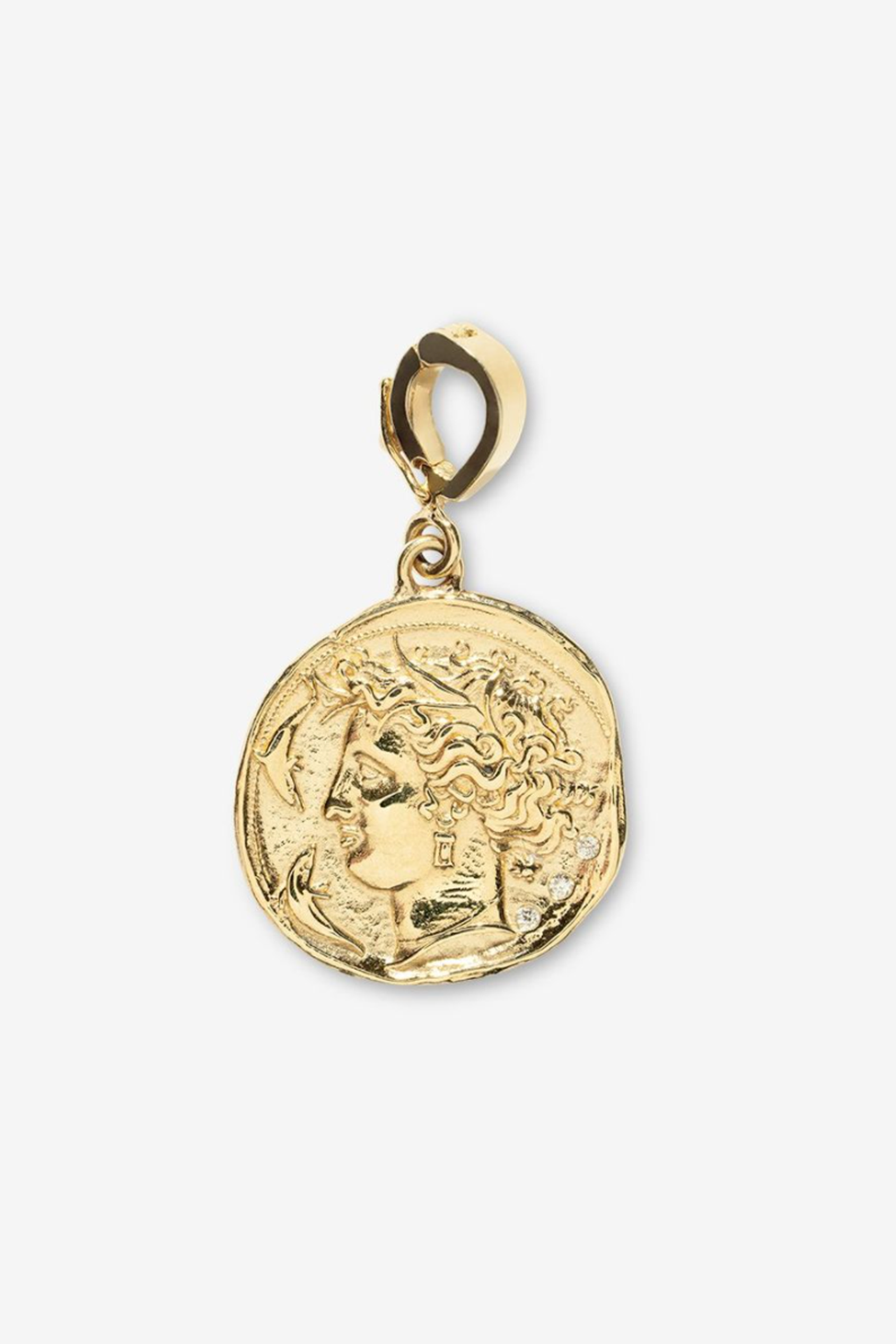 Small Diamond Coin Charm Yellow Gold - Azlee | Kick Pleat