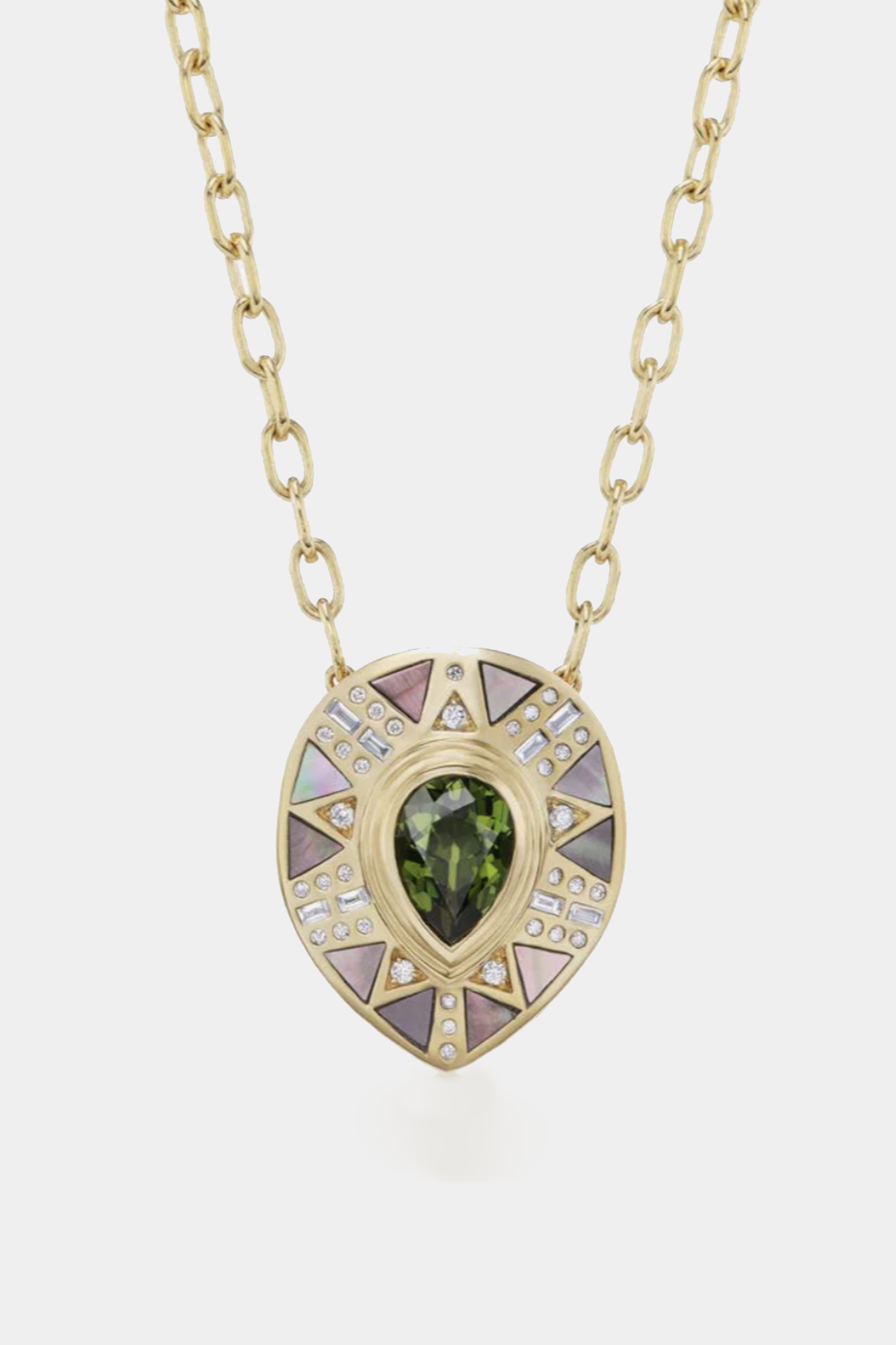 HARWELL GODFREY - cleopatra&#39;s tear pendant necklace, dark mother of pearl and tourmaline