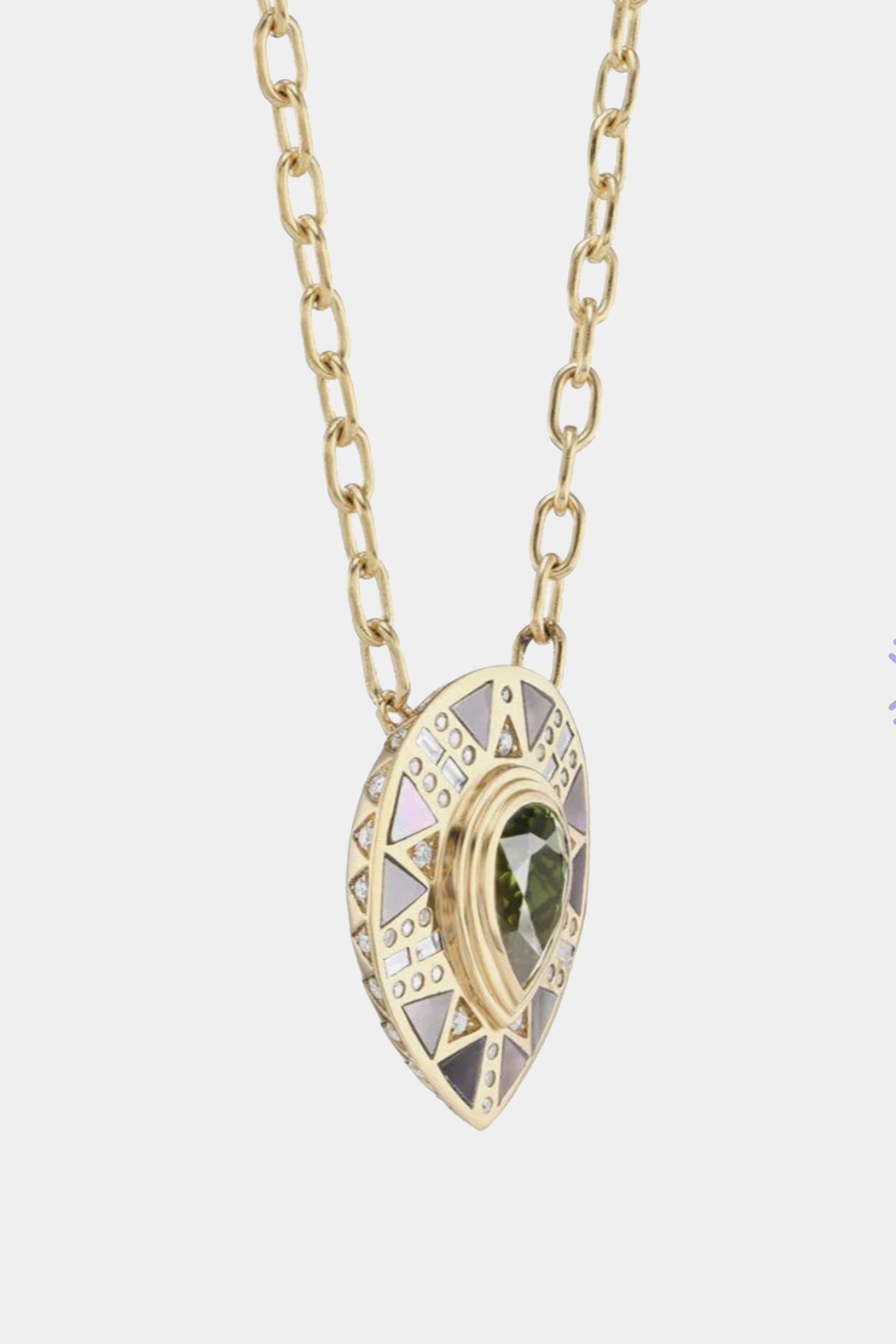 HARWELL GODFREY - cleopatra&#39;s tear pendant necklace, dark mother of pearl and tourmaline