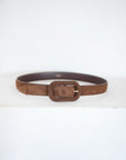 Totême - WIDE COVERED BUCKLE SUEDE BELT, BROWN